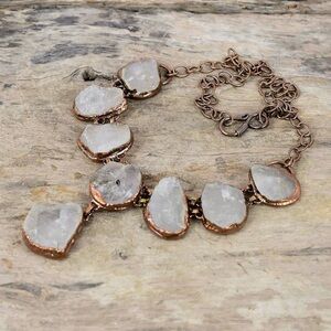 Rainbow Moonstone Rough Necklace Electroformed Copper Necklace
